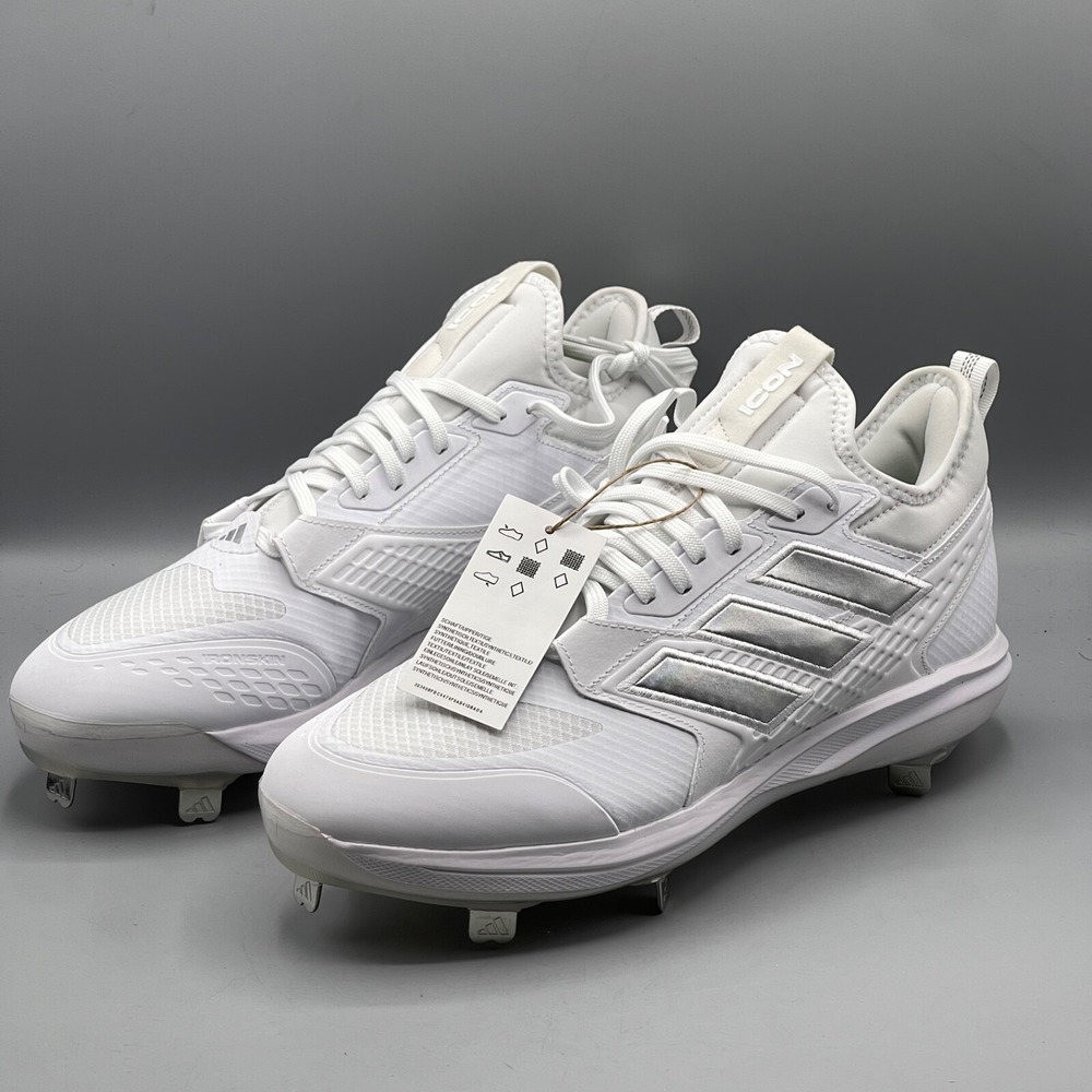 Adidas Baseball‎ Cleats Men's 7.5 White Icon Boost Silver Metal IG7089 NEW